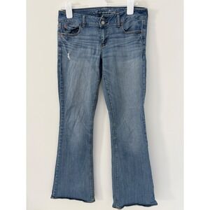 American Eagle Outfitters Women's 10 Bootcut‎ Jeans Medium Wash Distressed